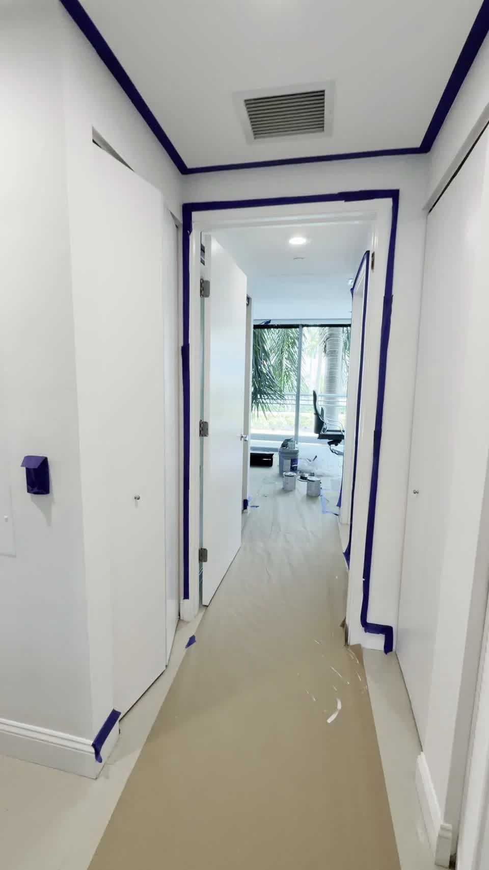 The room prepared for interior painting.